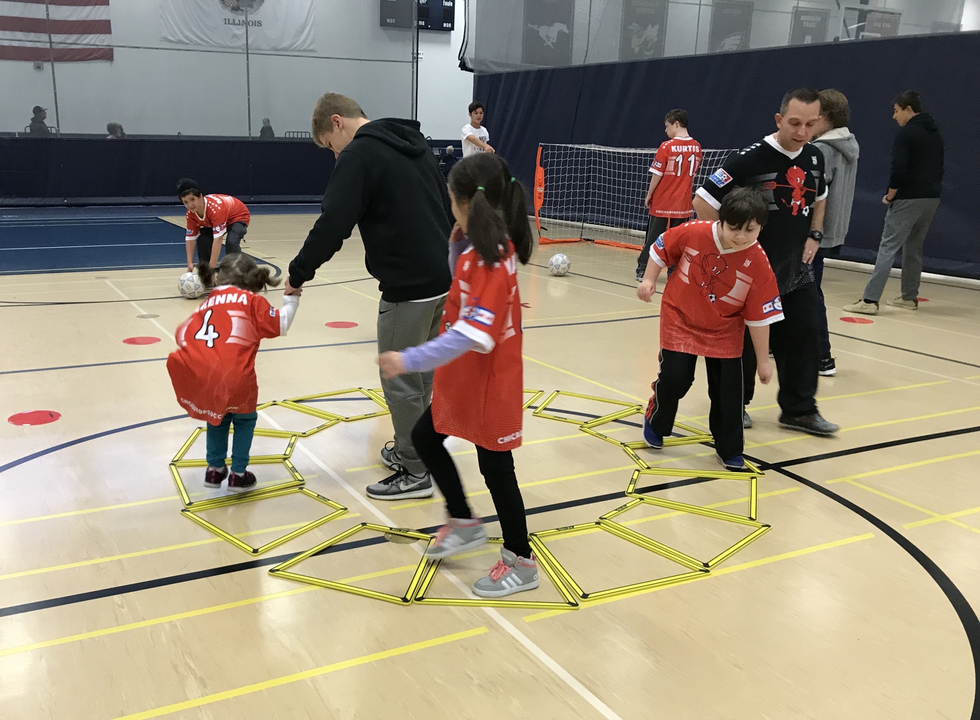Chicago TOPSoccer players and volunteer buddies practicing together
